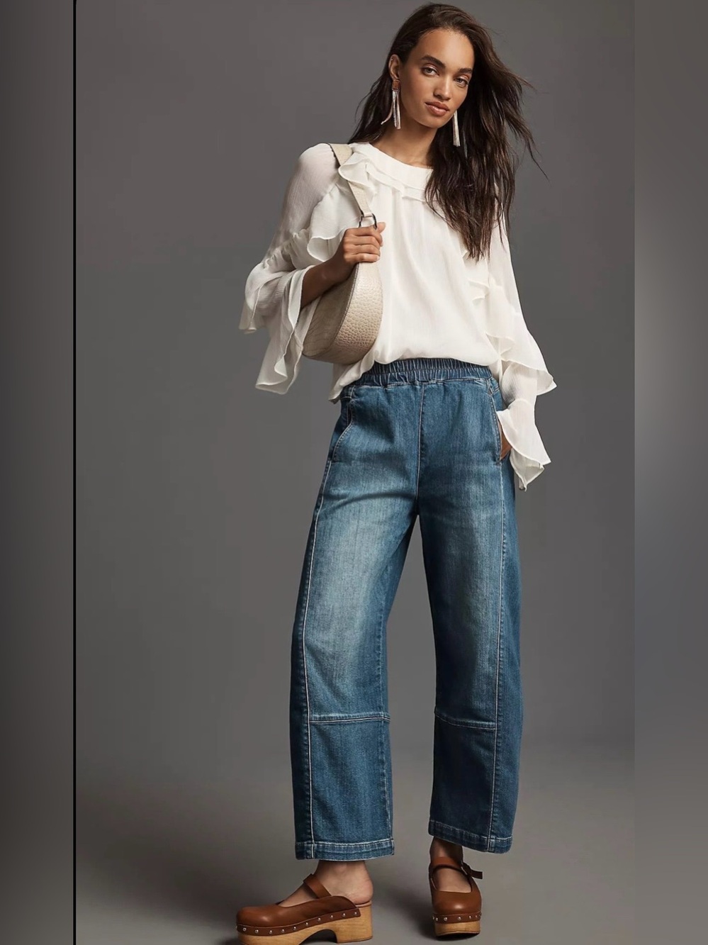 PILCRO BY ANTHROPOLOGIE Wide Leg Cropped Jeans Size L